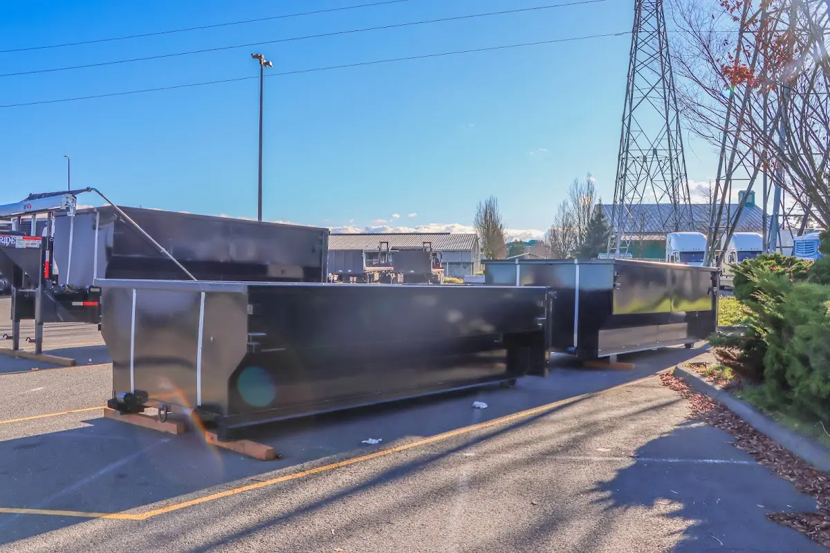 Roll-off dumpster ready for waste disposal at job site for Commercial Dumpster Rental in Barrington